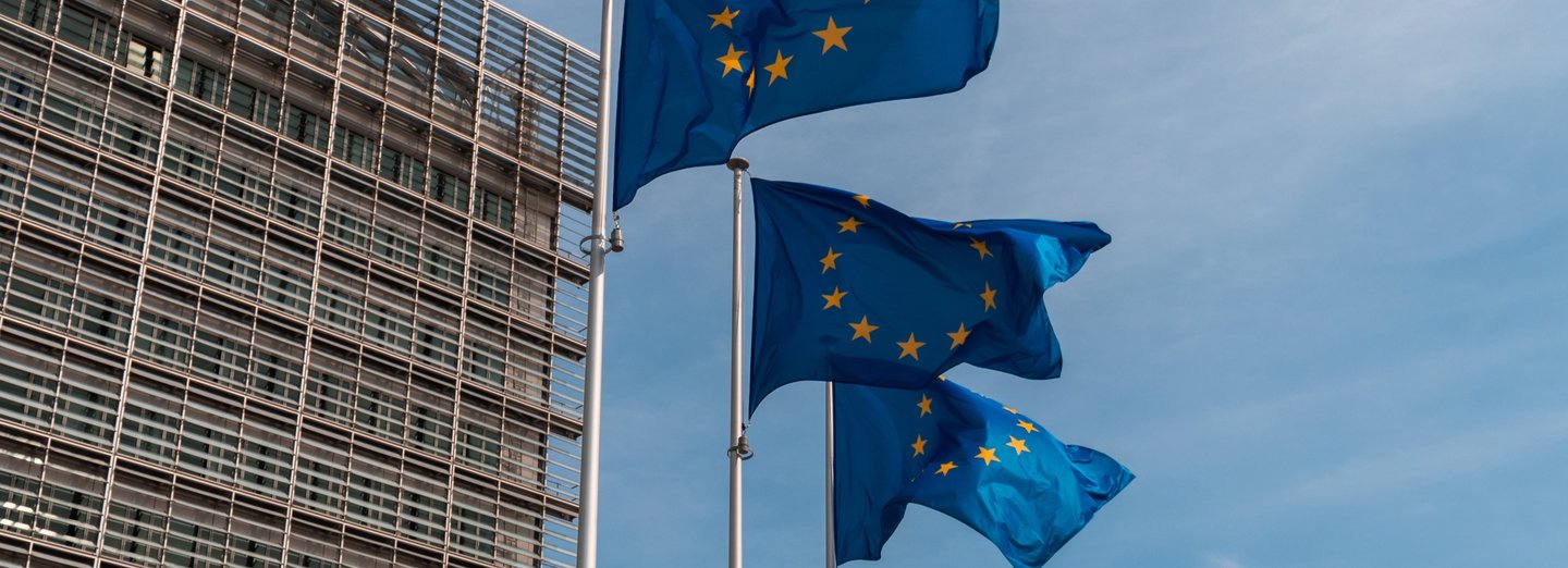 European Union flags against the European parliament building